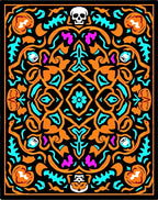 Gothic Orange Skull Floral Medallion Rug