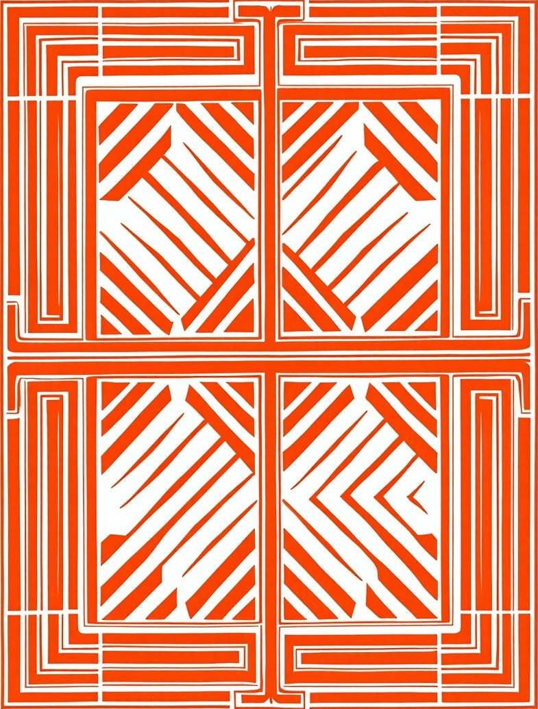 Vibrant Orange Geometric Block Rug