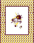 Crimson Yellow Abstract Splatter Border Rug
