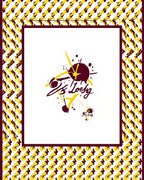Crimson Yellow Abstract Splatter Border Rug