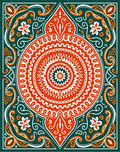 Orange Teal Floral Mandala Rug