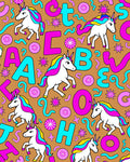 Playful Unicorns and Alphabet Background Rug