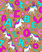 Playful Unicorns and Alphabet Background Rug