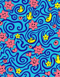 Whimsical Pink Star Swirls Water Rug