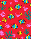 Bright Red Cartoon Fish Underwater Sea Rug