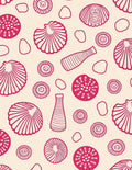 Crimson Seashell and Pod Arrangement Rug