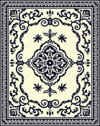 Cream Floral Medallion Scrollwork Rug