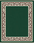 Deep Forest Green Linked Knot Border Rug