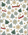 Festive Green Gold Sleigh Trees Rug