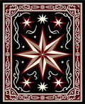 Crimson Black Starburst Geometric Border Rug