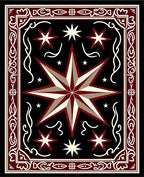 Crimson Black Starburst Geometric Border Rug