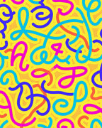 Bright Yellow Scribble Swirl Rug