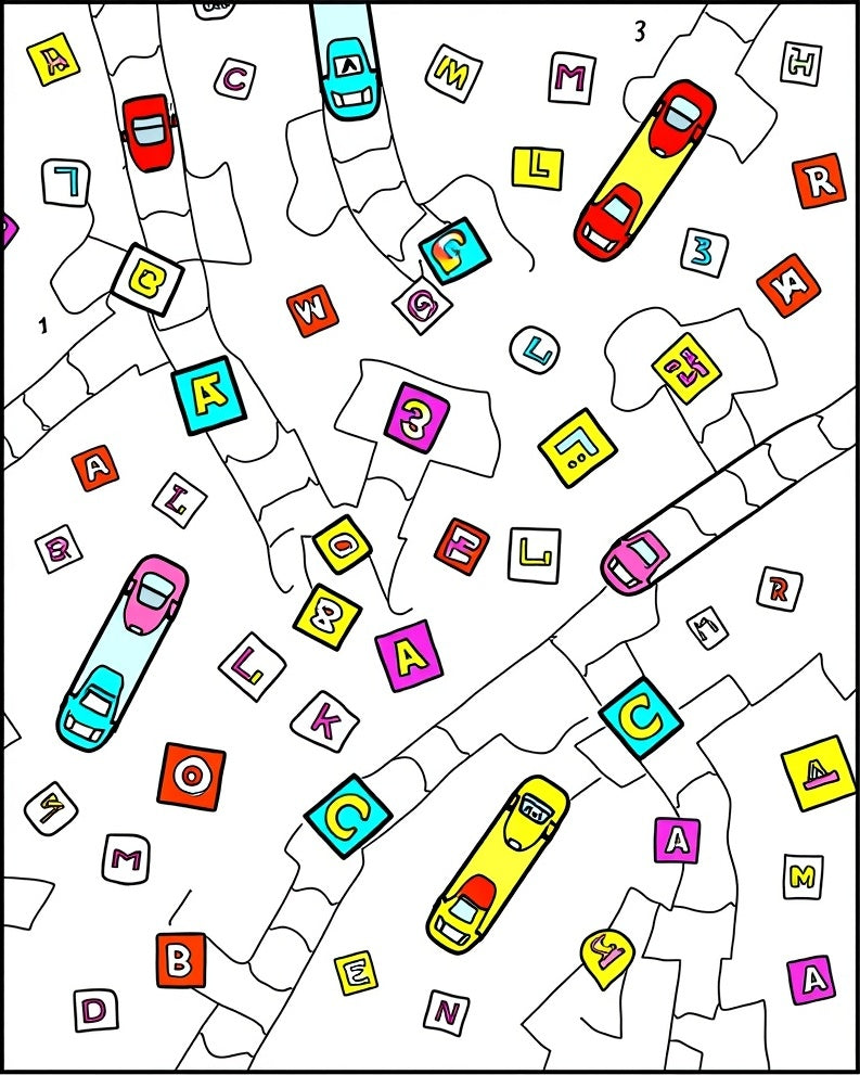 Colorful Alphabet Cars Road Adventure Rug