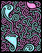 Retro Teal Pink Swirls Rug