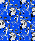 Bold Blue White Abstract Figures Rug