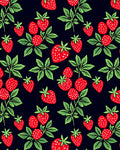 Red Strawberry Foliage Dark Background Rug