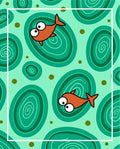 Playful Orange Fish Teal Swirls Rug