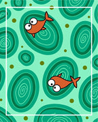Playful Orange Fish Teal Swirls Rug