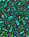 Bright Turquoise Neon Abstract Shapes Rug