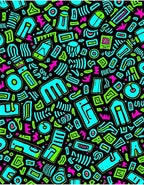 Bright Turquoise Neon Abstract Shapes Rug