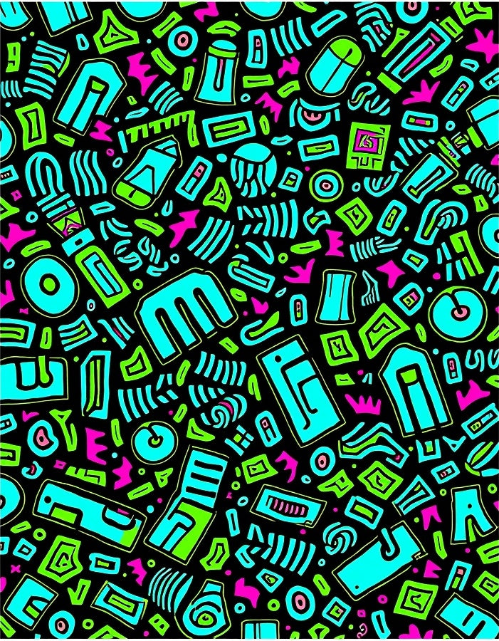 Bright Turquoise Neon Abstract Shapes Rug