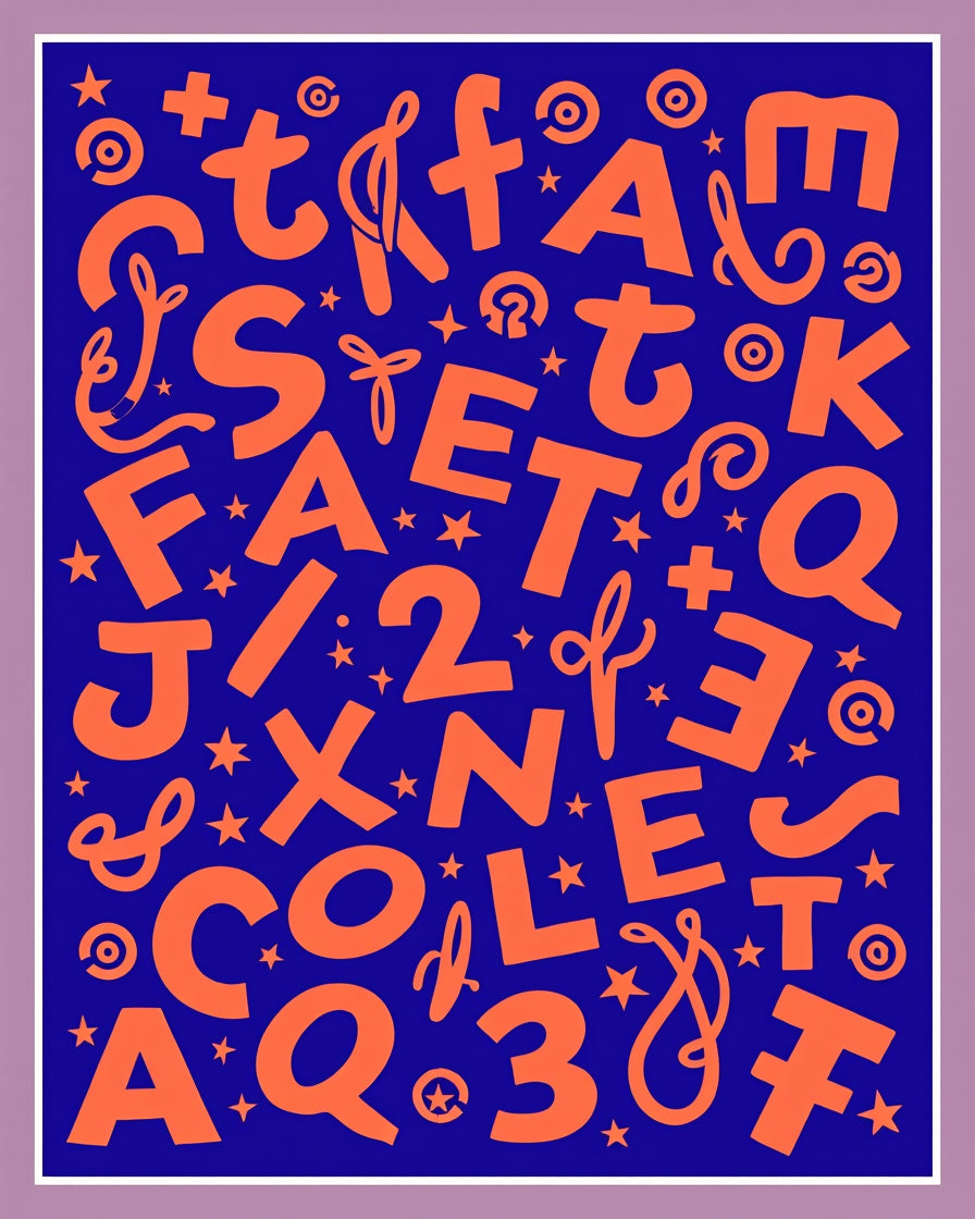 Alphabetical Scatter Colorful Orange Letter Rug