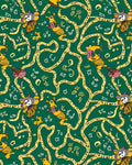 Whimsical Yellow Creature Green Swirl Rug