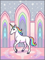 Magical Rainbow Unicorn Castle Garden Rug