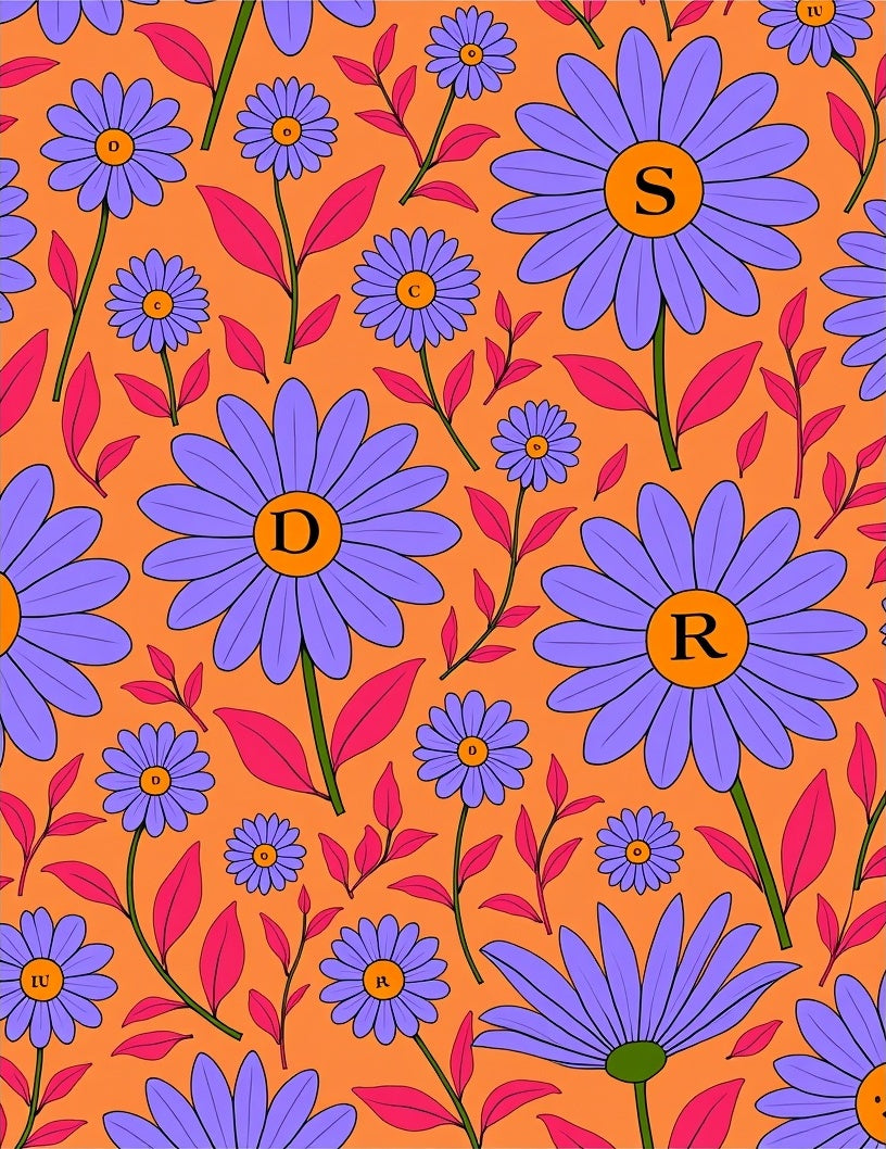 Groovy Purple Daisy Orange Floral Rug