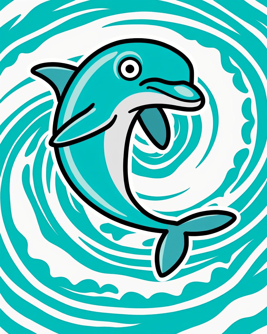 Turquoise Dolphin Swirl Splash Rug
