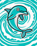 Turquoise Dolphin Swirl Splash Rug