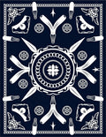 Navy White Blossom Medallion Rug