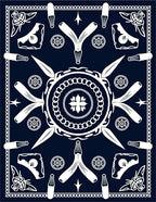 Navy White Blossom Medallion Rug