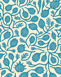 Teal Botanical Swirl Cream Rug