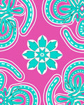 Vibrant Teal Floral Medallion Pink Rug