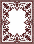 Deep Red Ornamental Baroque Frame Rug