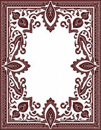 Deep Red Ornamental Baroque Frame Rug
