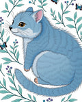 Blue Feline Amongst Foliage Butterflies Rug