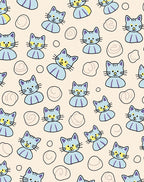 Light Blue Playful Kitties Swirling Shapes Rug