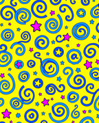 Yellow Blue Swirl Star Explosion Rug