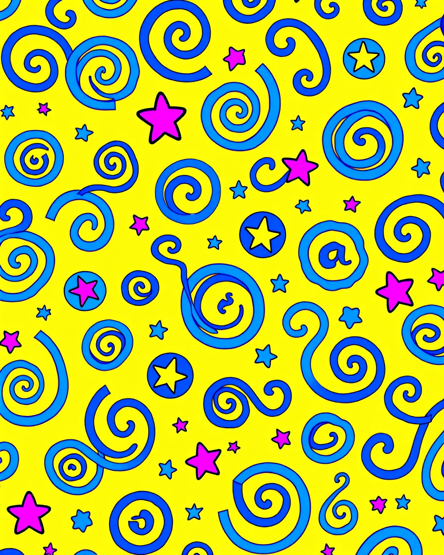 Yellow Blue Swirl Star Explosion Rug