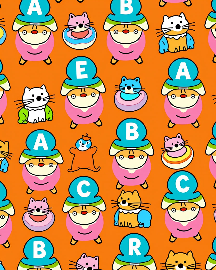Whimsical Alphabet Animal Characters Rug