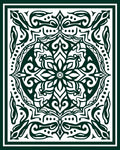 Dark Green Floral Medallion Mandala Rug