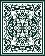 Dark Green Floral Medallion Mandala Rug