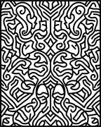 Intricate Black White Abstract Symmetry Rug