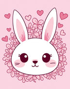 Pink Bunny Hearts Floral Arrangement Rug