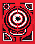 Bold Red Target Abstract Round Rug