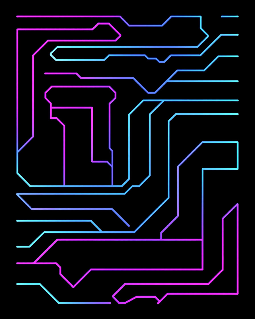 Cyberpunk Neon Circuit Lines Rug