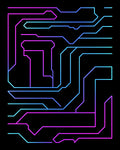 Cyberpunk Neon Circuit Lines Rug