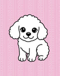 Cute White Puppy Pink Striped Background Rug